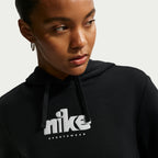 Haut à capuchon Nike en molleton à motif pour femme – Noir