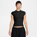 Haut côtelé Chill Knit Nike Sportswear pour Femme - Noir