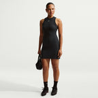 Nike Damen Chill Knit Enges Geripptes Tanktop-Kleid - Schwarz