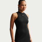 Nike Damen Chill Knit Enges Geripptes Tanktop-Kleid - Schwarz