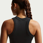 Nike Damen Chill Knit Enges Geripptes Tanktop-Kleid - Schwarz