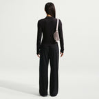 Nike Damen Chill Knit Mid-Rise Leichte Hose mit offenem Saum - Schwarz
