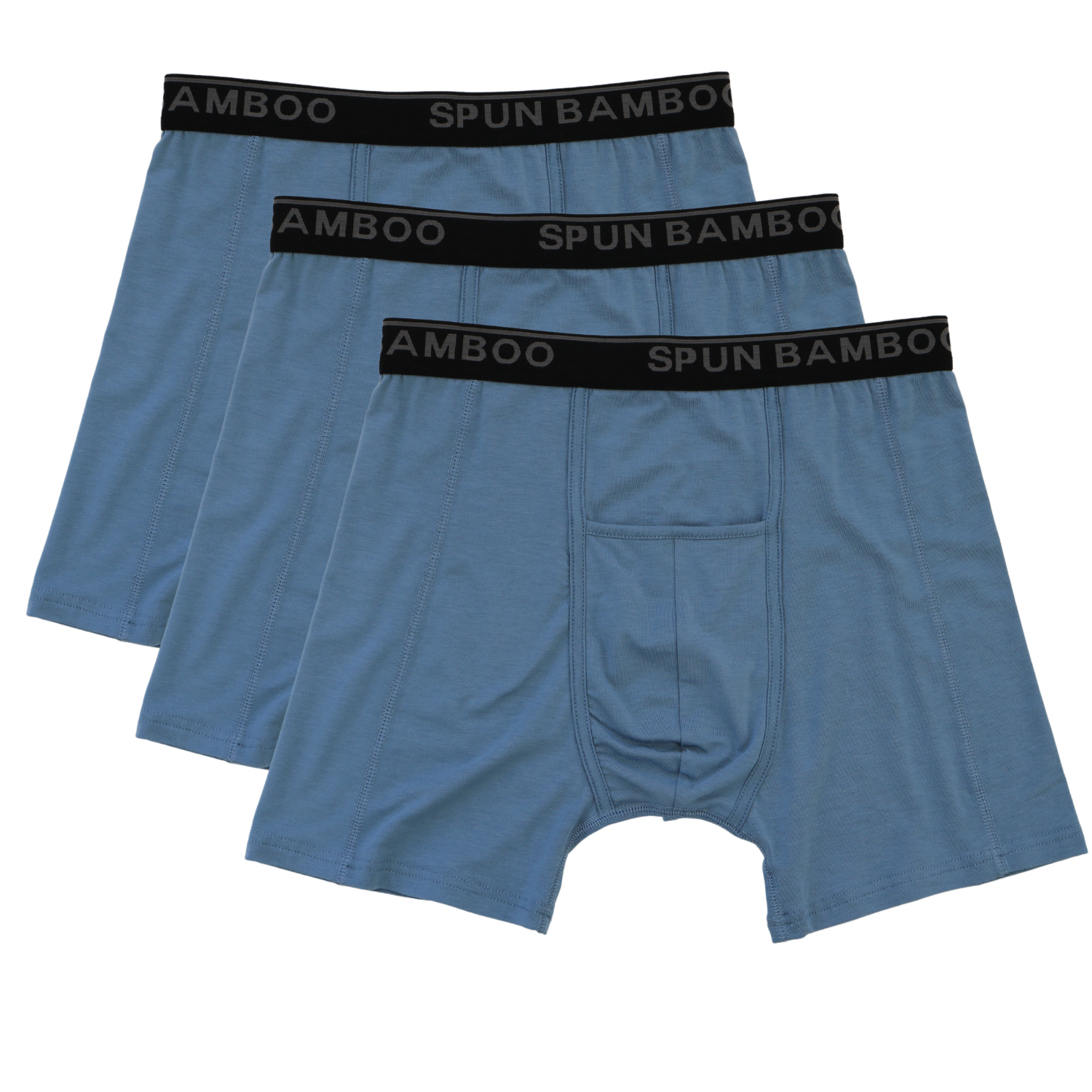 Men's Bamboo Viscose Boxer Briefs Underwear Steel Blue Color - 3-pack - The7Letter