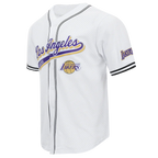 Pro Standard LA Lakers Script Tail Mesh Button-Down-Shirt – Weiß/Schwarz