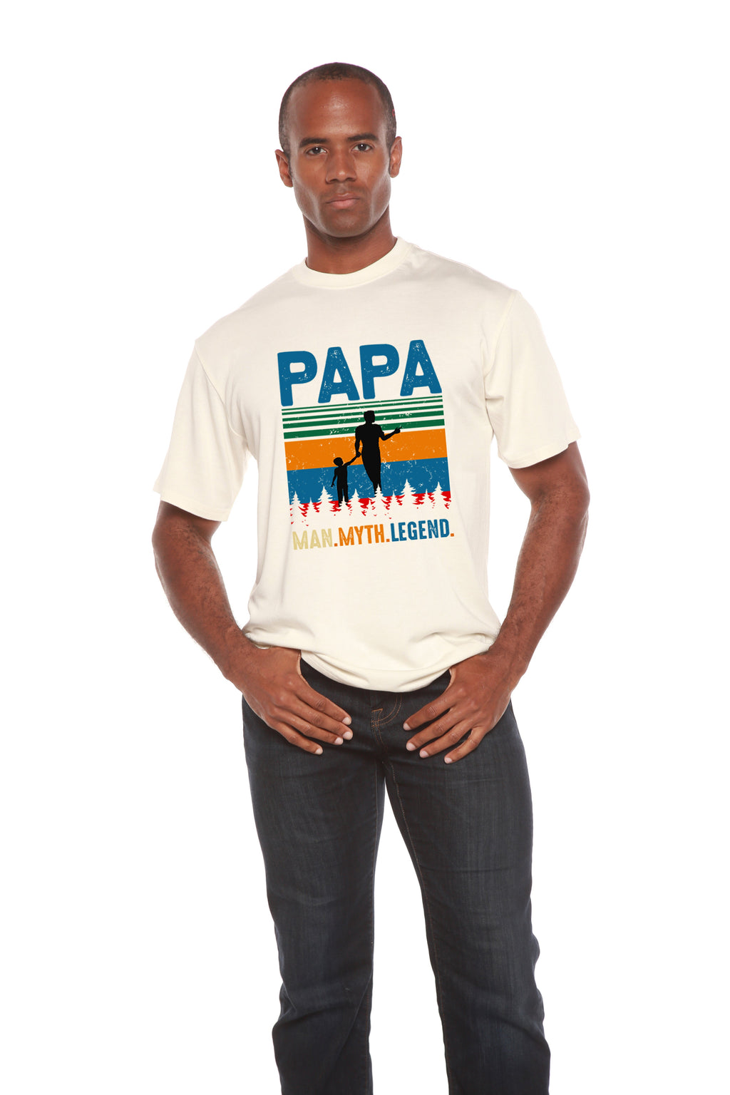 Papa Man, Myth, Legend Men's Bamboo Viscose/Organic Cotton Short Sleeve Graphic T-Shirt - The7Letter