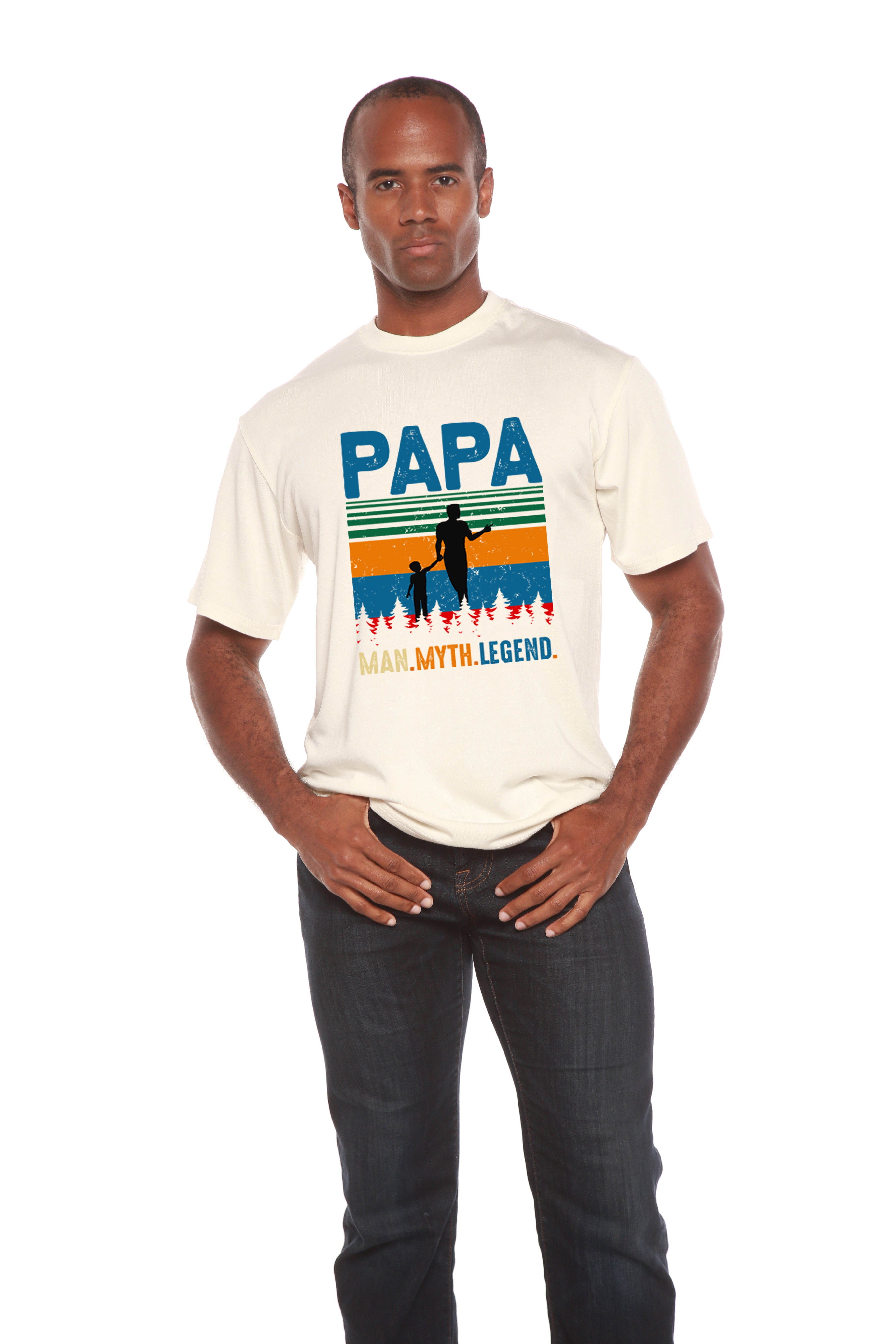 Papa Man, Myth, Legend Men's Bamboo Viscose/Organic Cotton Short Sleeve Graphic T-Shirt - The7Letter