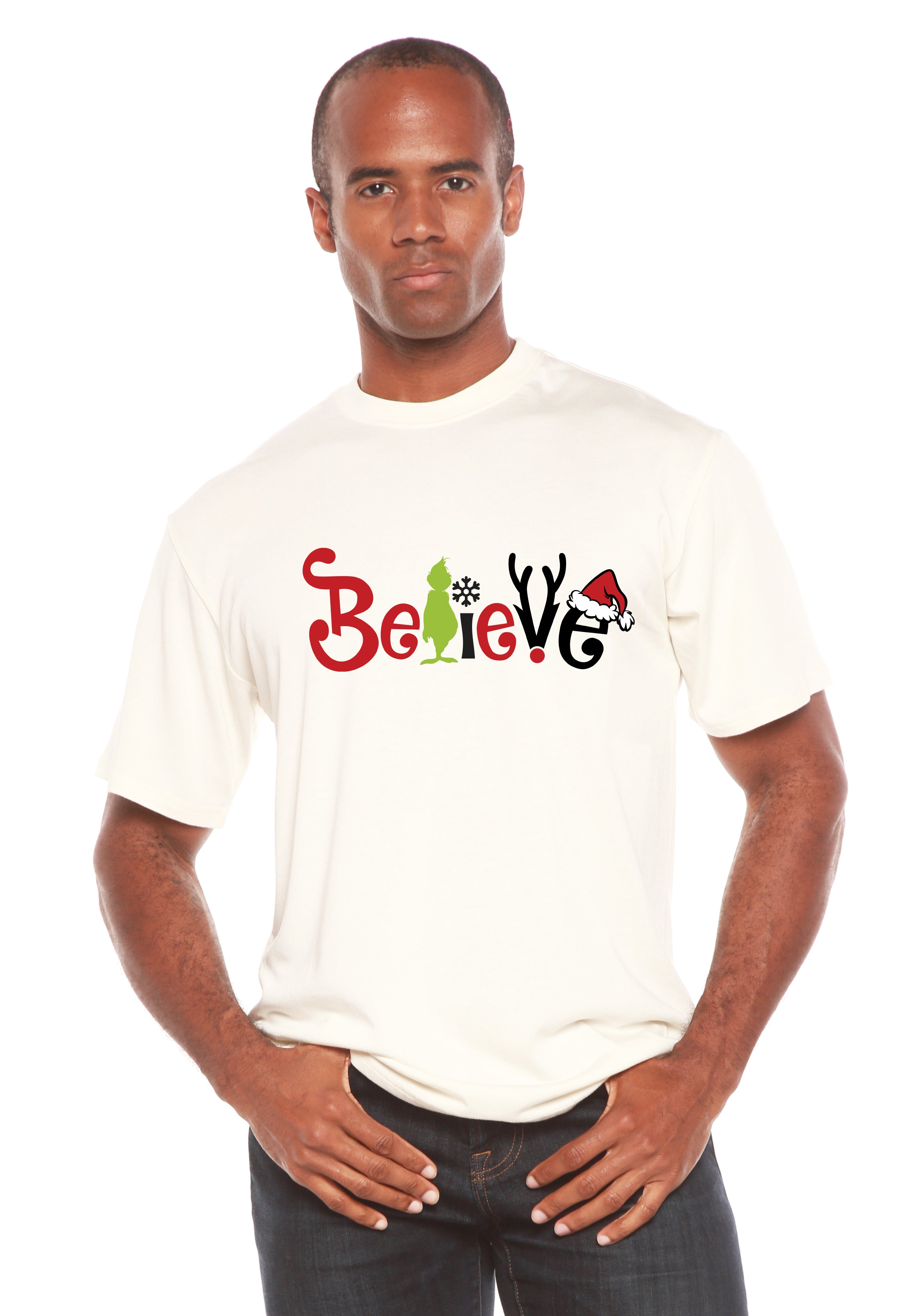 Believe Christmas Printed Men's Bamboo T-Shirt - The7Letter