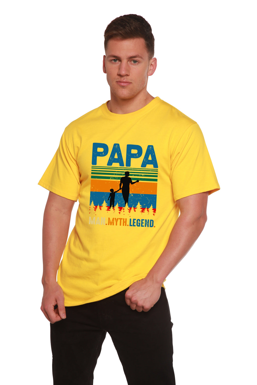 Papa Man, Myth, Legend Men's Bamboo Viscose/Organic Cotton Short Sleeve Graphic T-Shirt - The7Letter