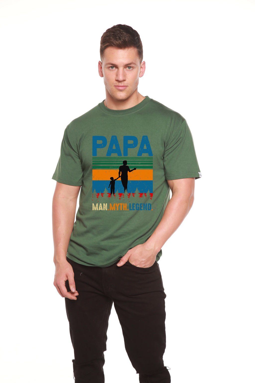 Papa Man, Myth, Legend Men's Bamboo Viscose/Organic Cotton Short Sleeve Graphic T-Shirt - The7Letter