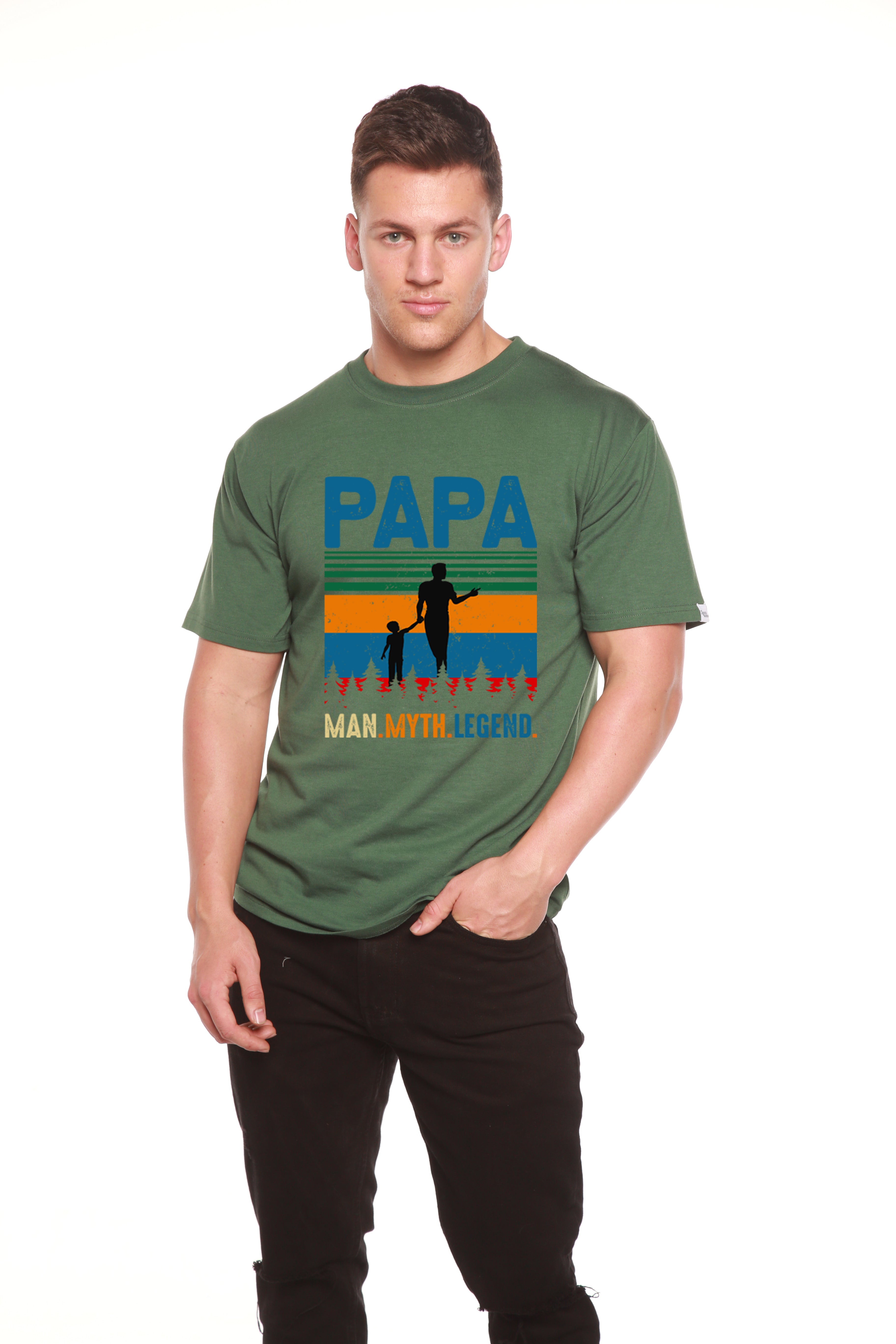 Papa Man, Myth, Legend Men's Bamboo Viscose/Organic Cotton Short Sleeve Graphic T-Shirt - The7Letter