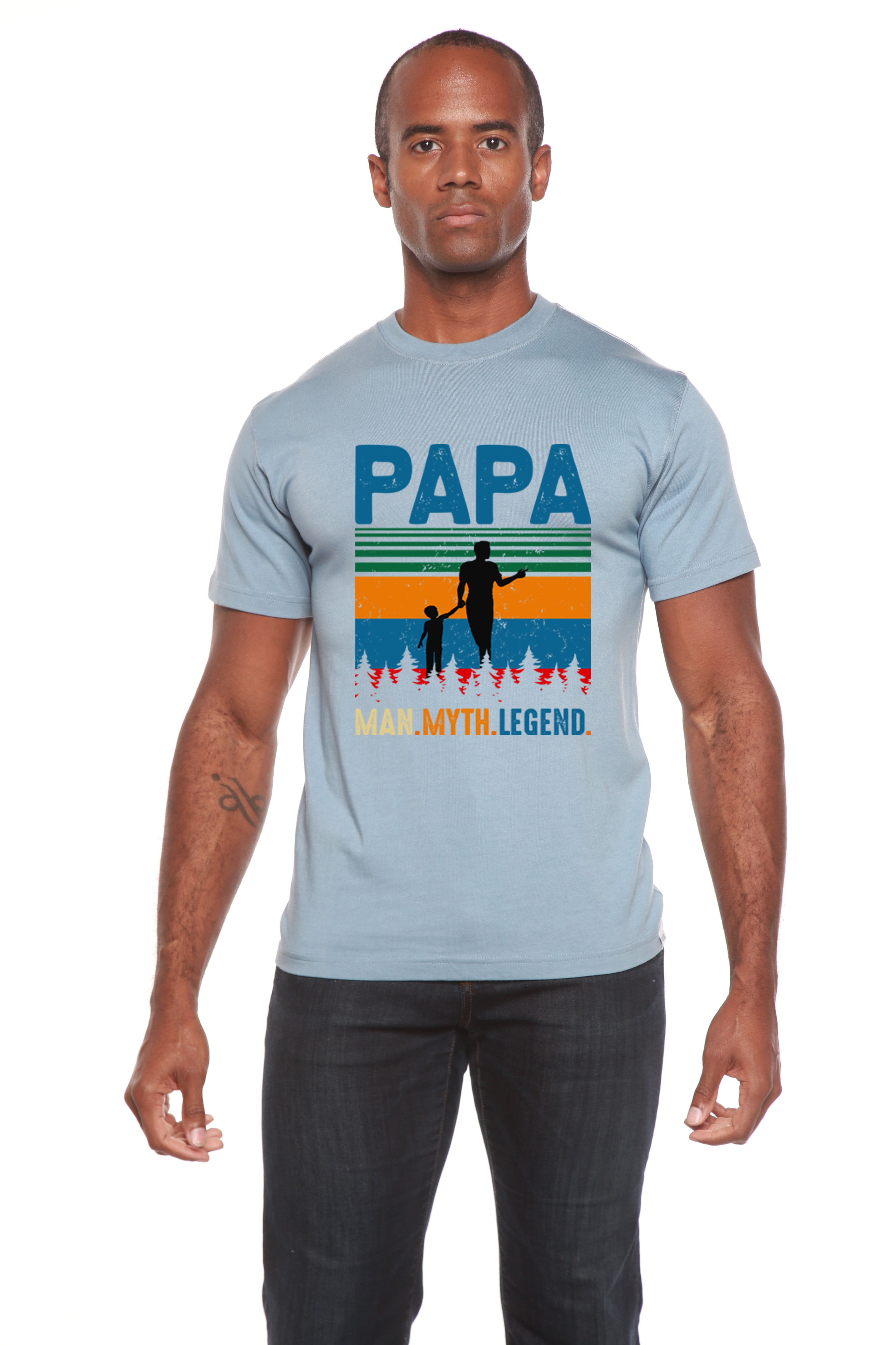 Papa Man, Myth, Legend Men's Bamboo Viscose/Organic Cotton Short Sleeve Graphic T-Shirt - The7Letter