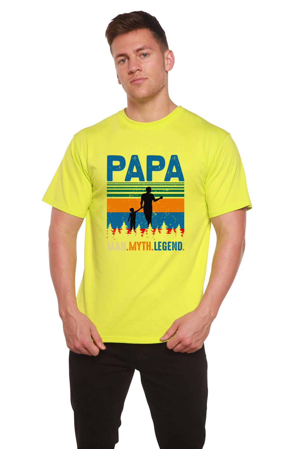 Papa Man, Myth, Legend Men's Bamboo Viscose/Organic Cotton Short Sleeve Graphic T-Shirt - The7Letter