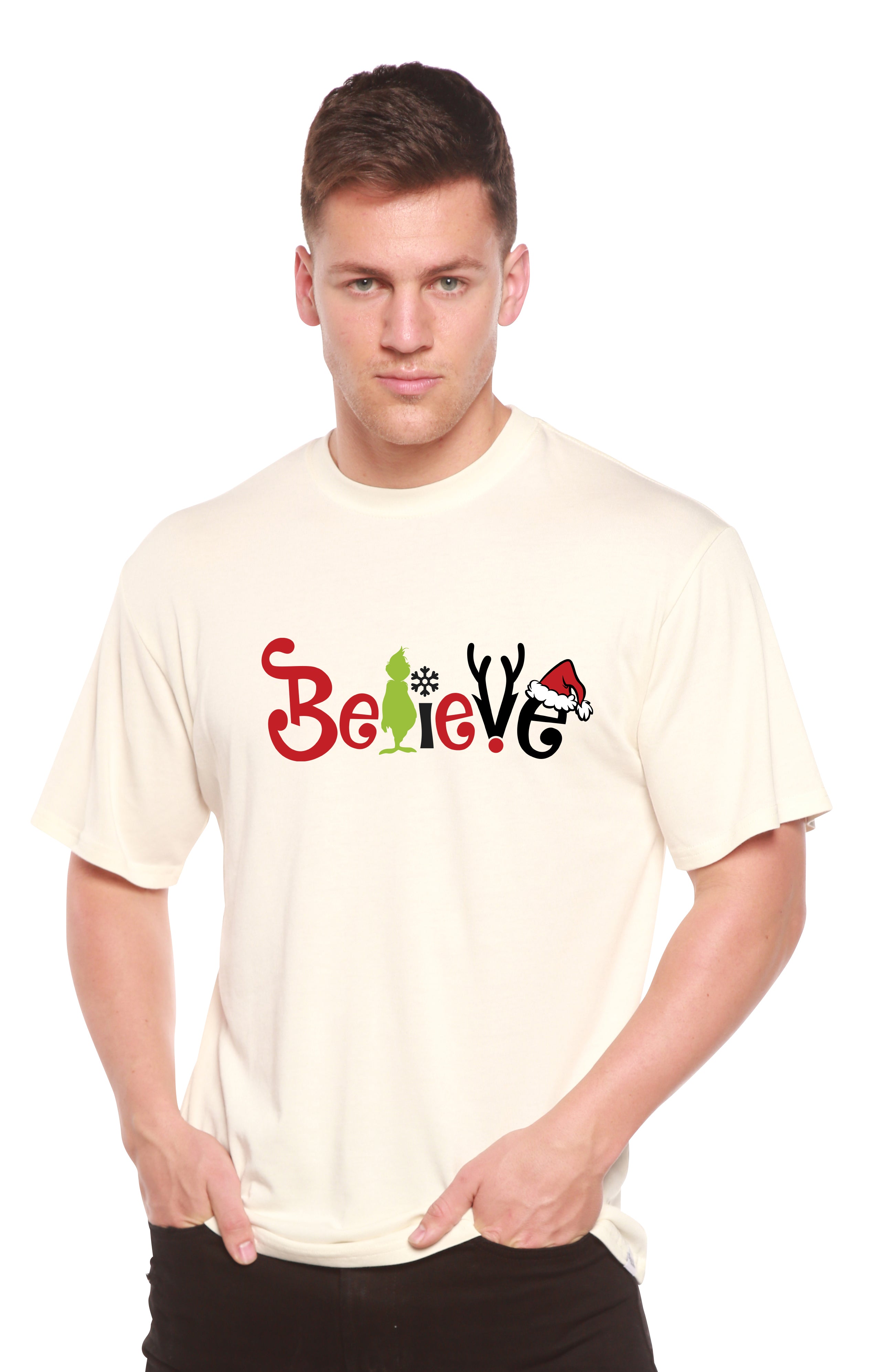 Believe Christmas Printed Men's Bamboo T-Shirt - The7Letter