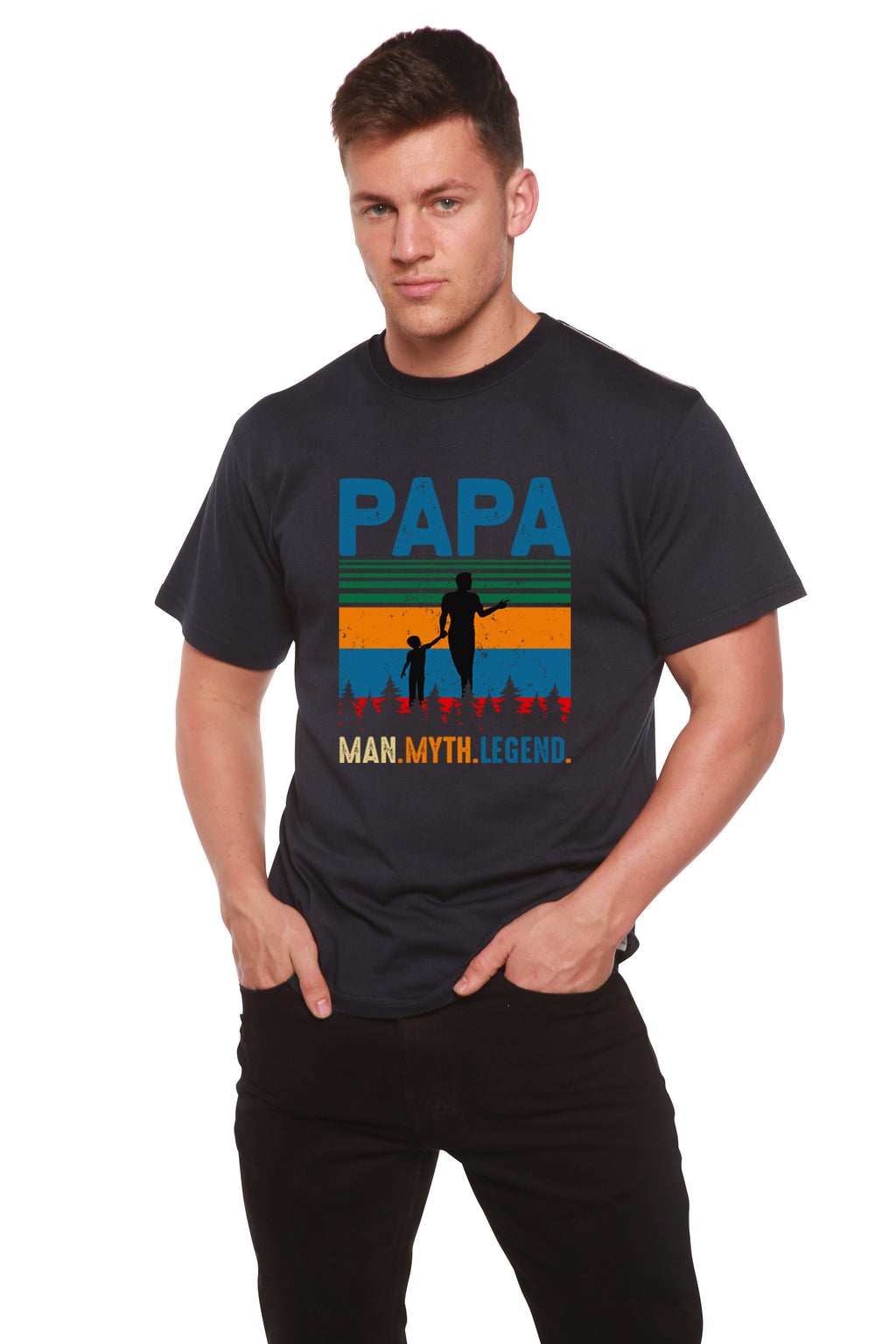 Papa Man, Myth, Legend Men's Bamboo Viscose/Organic Cotton Short Sleeve Graphic T-Shirt - The7Letter