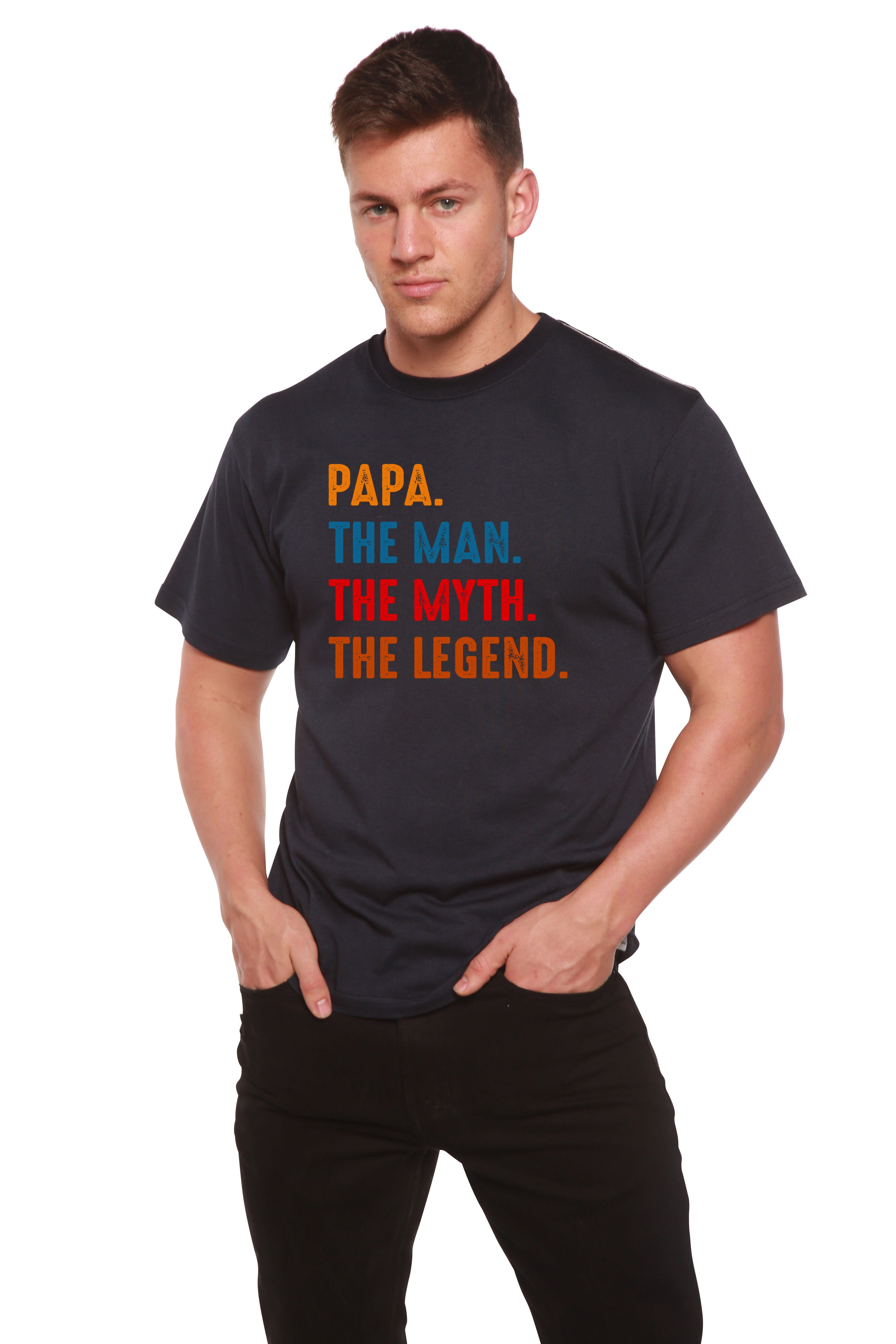 Papa, the Man, the Myth, the Legend Men's Bamboo Viscose/Organic Cotton Short Sleeve Graphic T-Shirt - The7Letter