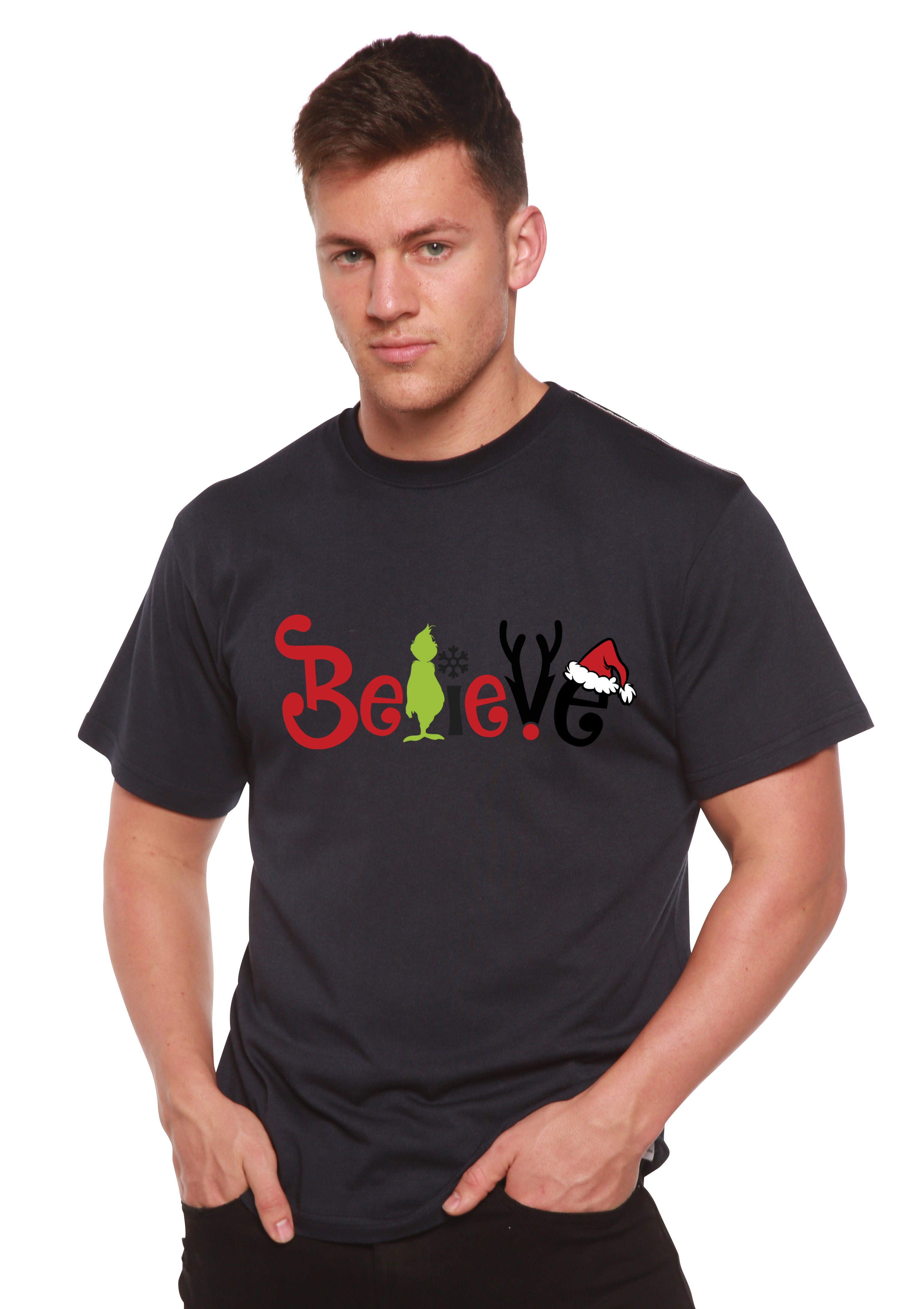 Believe Christmas Printed Men's Bamboo T-Shirt - The7Letter