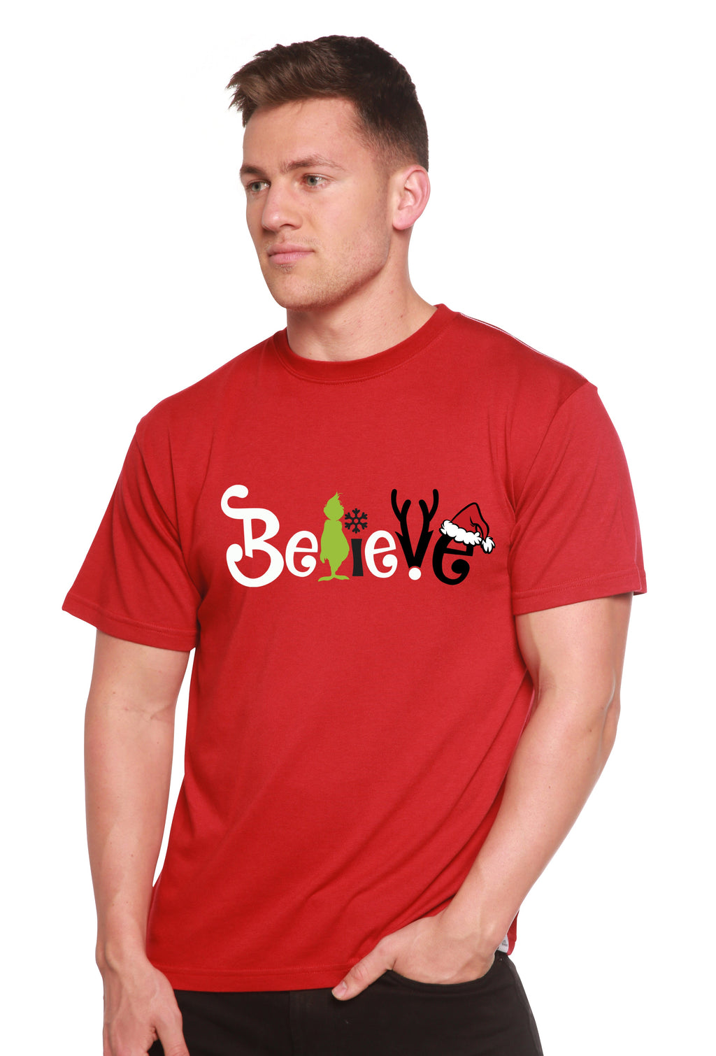 Believe Christmas Printed Men's Bamboo T-Shirt - The7Letter