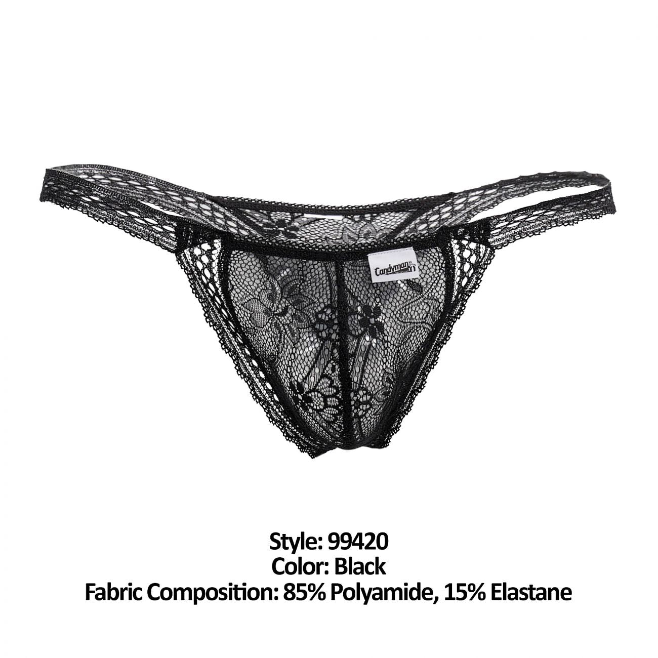CandyMan 99420 Strings en dentelle doublée Couleur Noir