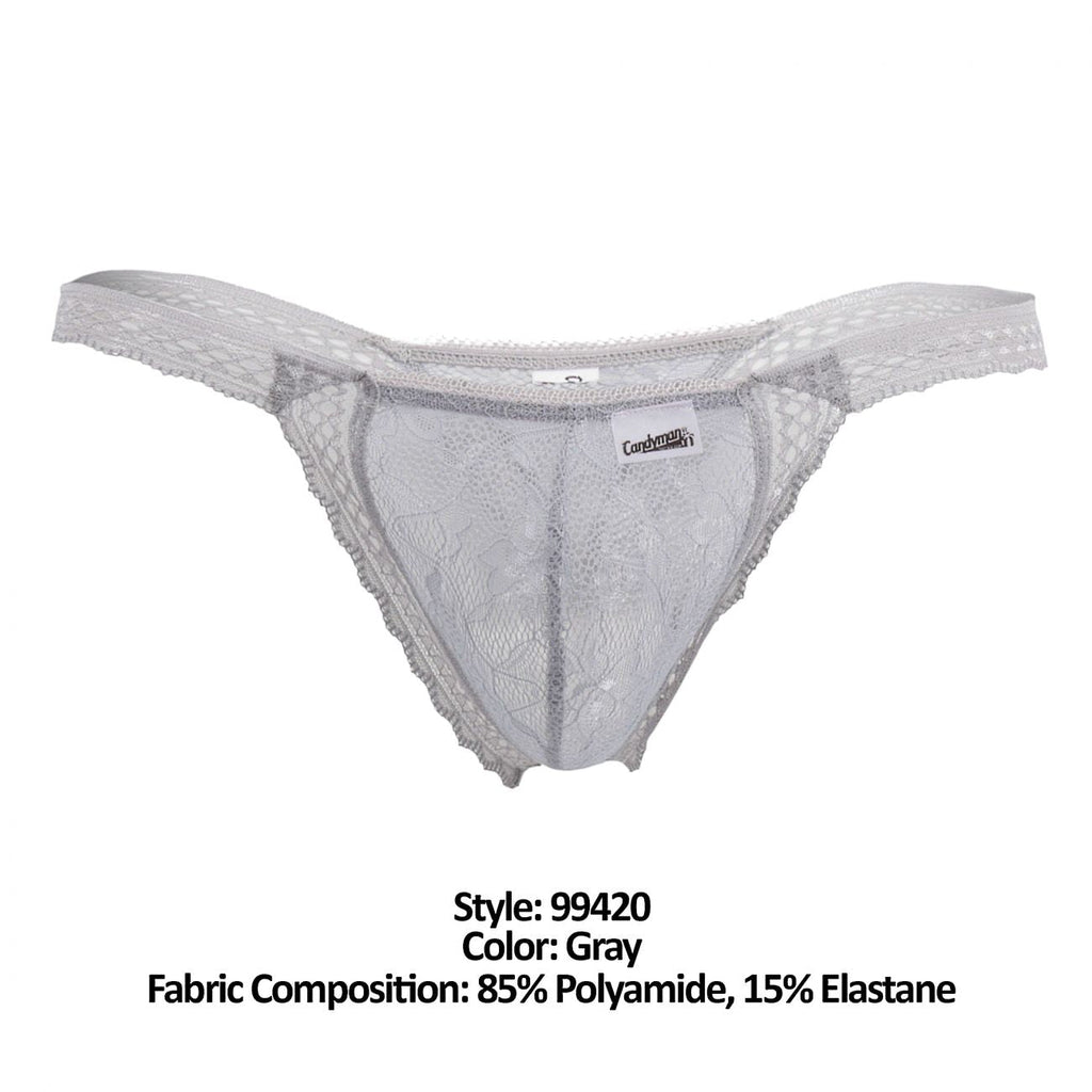 CandyMan 99420 Strings en dentelle double couleur gris