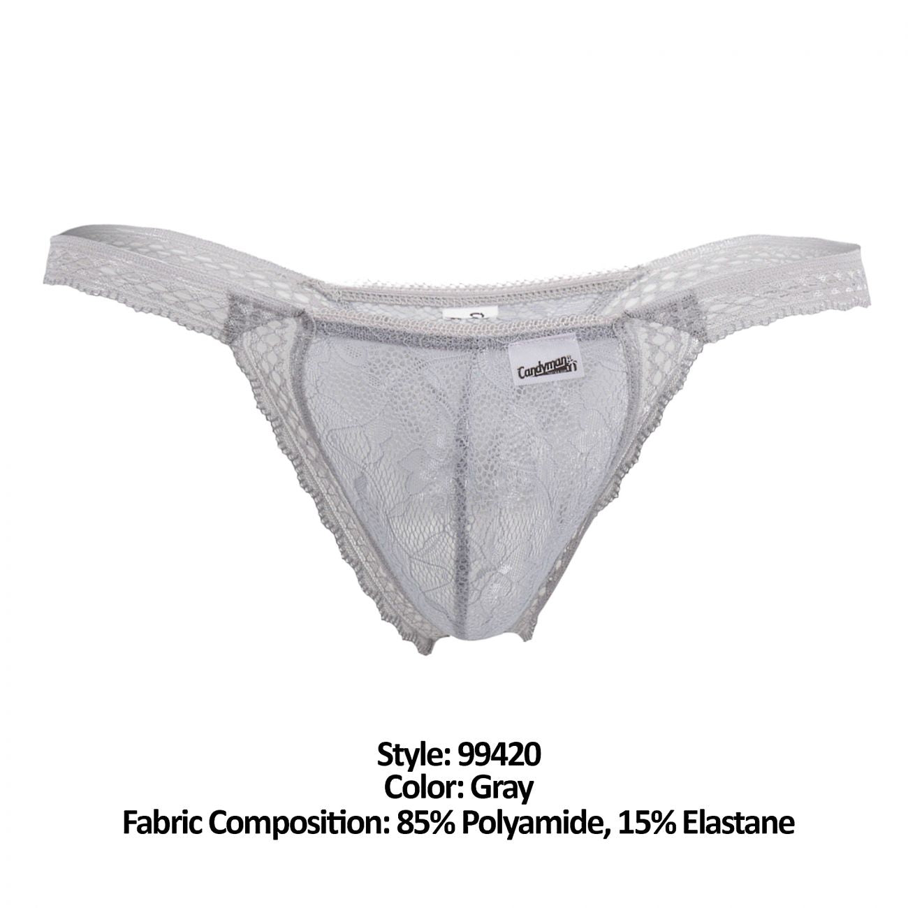 CandyMan 99420 Strings en dentelle double couleur gris