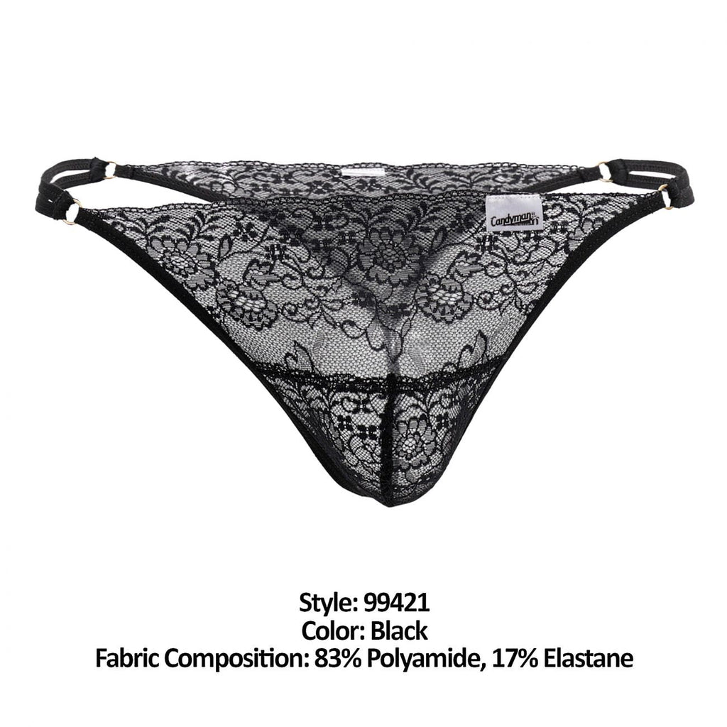 CandyMan 99421 String en dentelle couleur noire