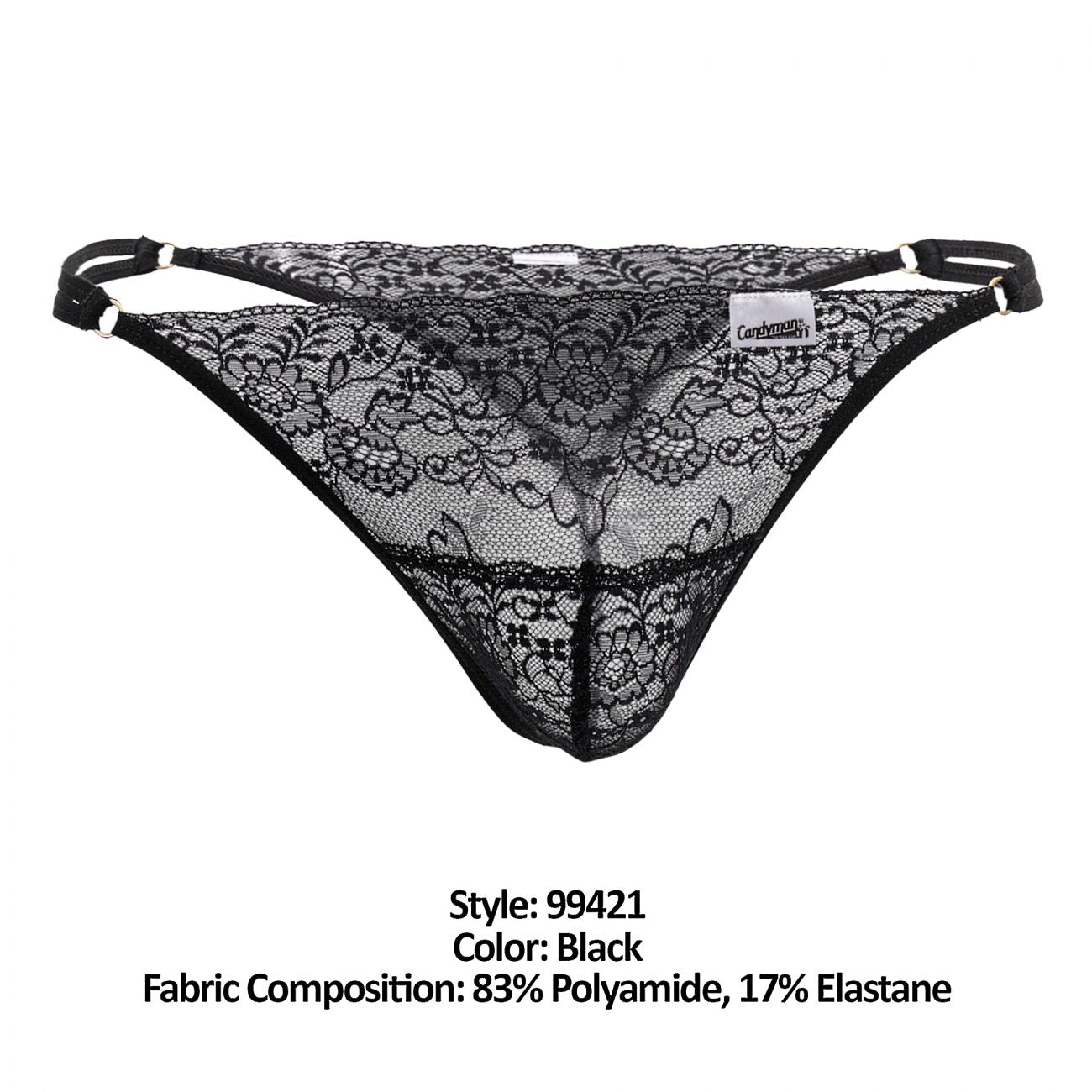 CandyMan 99421 String en dentelle couleur noire