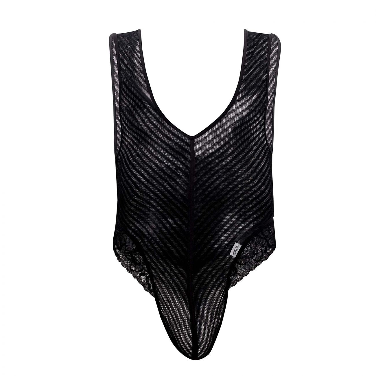 CandyMan 99522 Body string en dentelle et maille, couleur noire