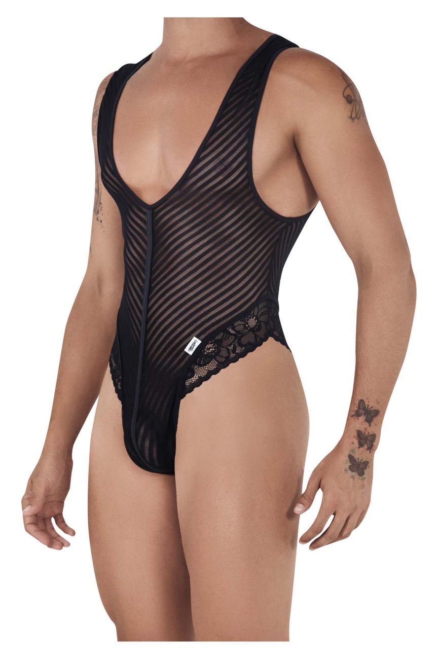 CandyMan 99522 Body string en dentelle et maille, couleur noire