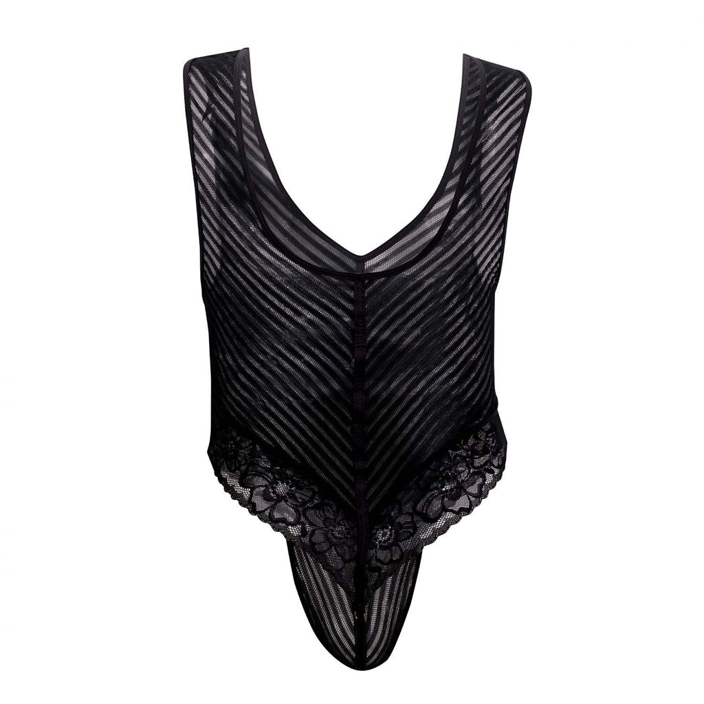 CandyMan 99522 Body string en dentelle et maille, couleur noire