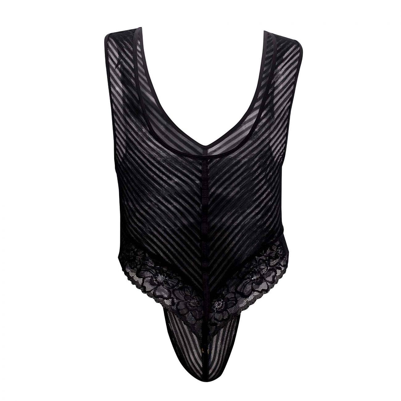 CandyMan 99522 Body string en dentelle et maille, couleur noire