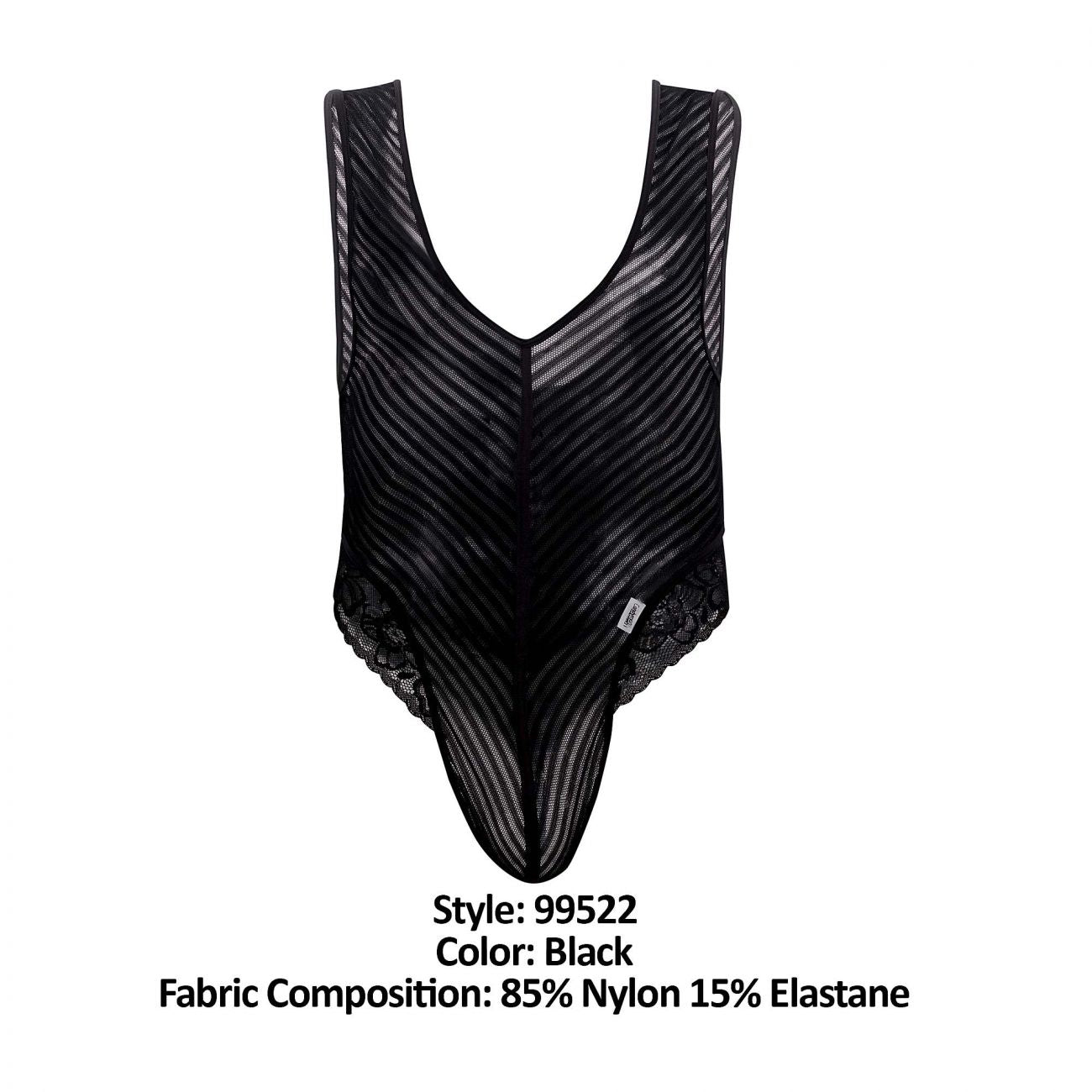 CandyMan 99522 Body string en dentelle et maille, couleur noire