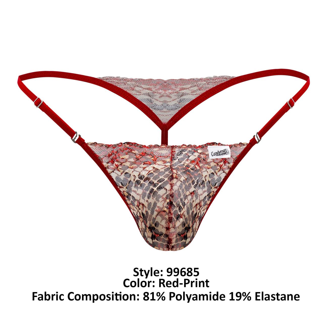 CandyMan 99685 String en dentelle Couleur Rouge-Imprimé