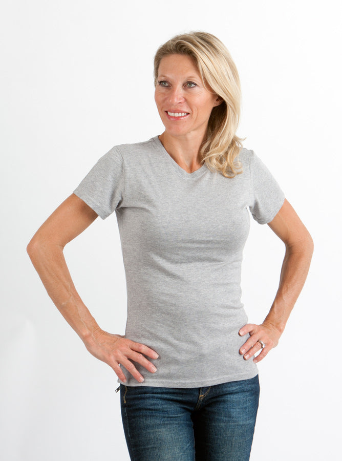 Spun Bamboo Women's Bamboo/Cotton Short Sleeve Crew Neck T-Shirt - Heather Grey - The7Letter