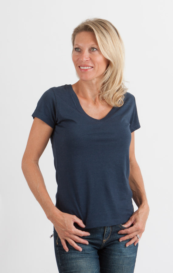 Clearance Women's Bamboo V-Neck Cap Sleeve T-Shirt - The7Letter