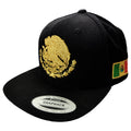 Casquette Snapback Brodé Bouclier et Drapeau Mexique Noir - Or