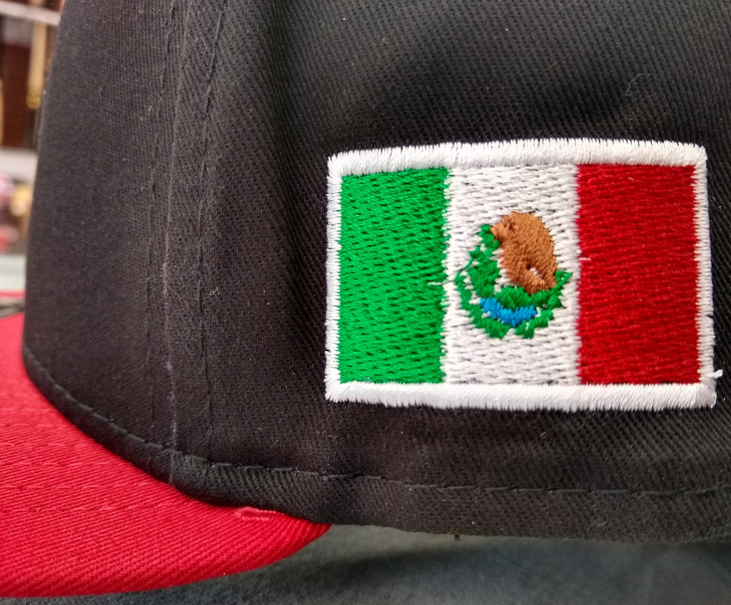Casquette Snapback brodée bouclier et drapeau Mexique Noir - Rouge