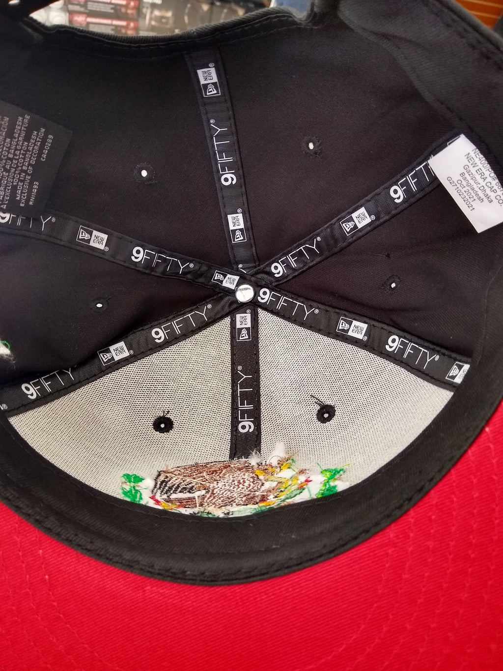Casquette Snapback brodée bouclier et drapeau Mexique Noir - Rouge