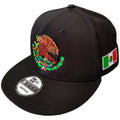 Casquette SnapBack noire brodée d'un bouclier et d'un drapeau du Mexique