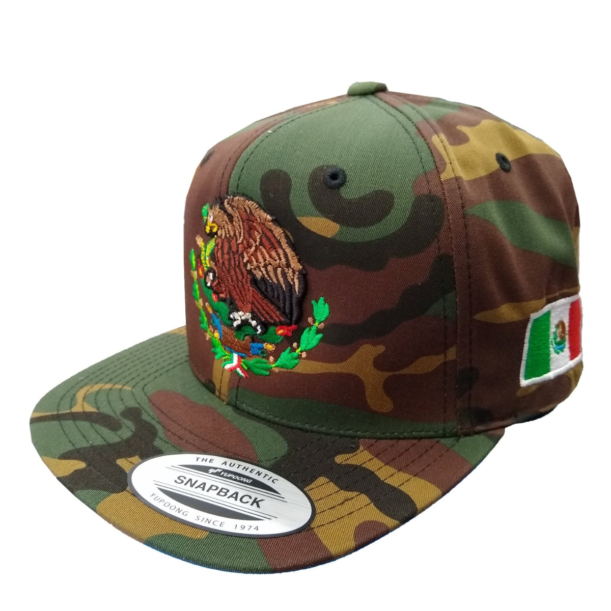 Casquette de baseball en camouflage avec écusson brodé et drapeau du Mexique