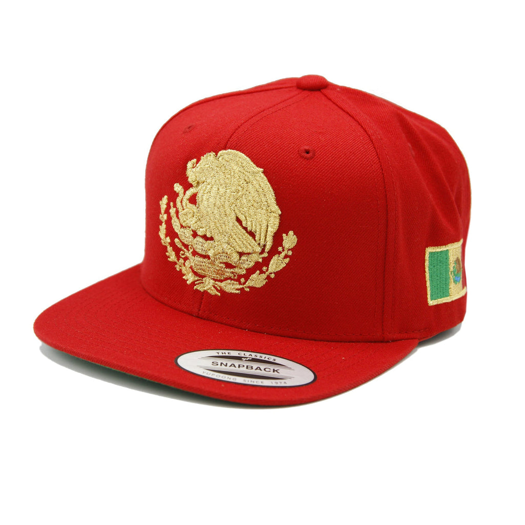 Bestickter Schild und Flagge SnapBack Mexiko Rot - Gold Hut