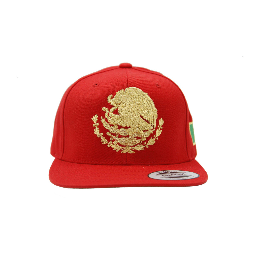 Bestickter Schild und Flagge SnapBack Mexiko Rot - Gold Hut