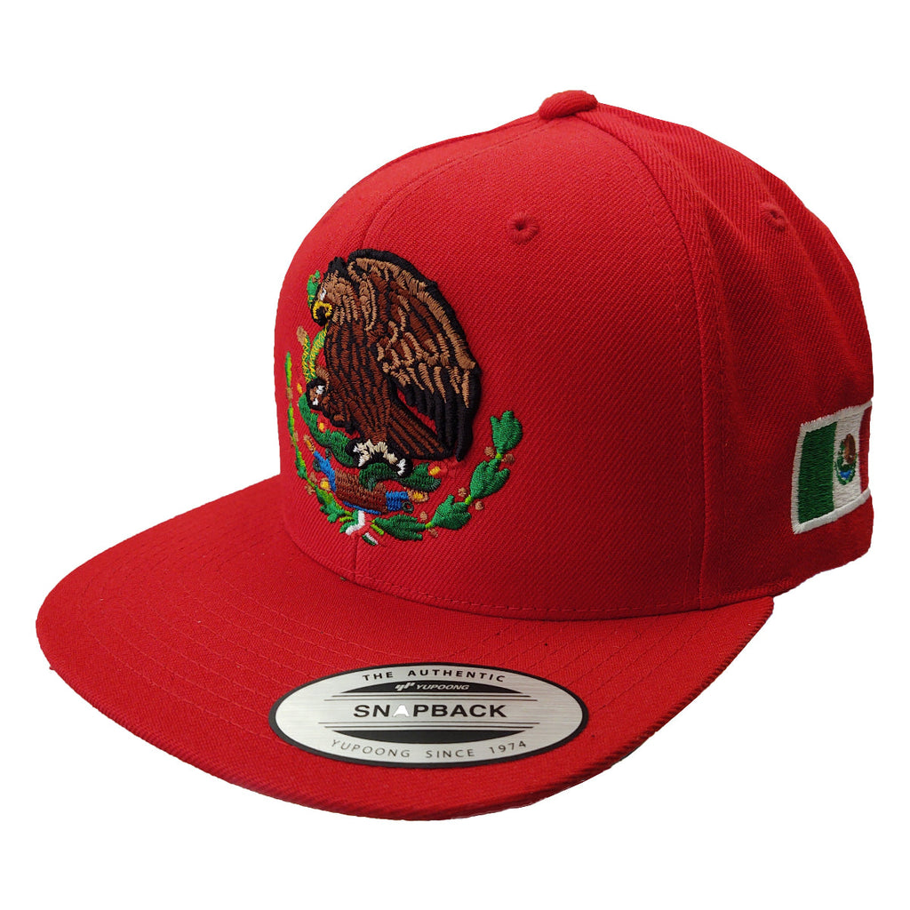 Casquette de baseball rouge brodée bouclier et drapeau Mexique