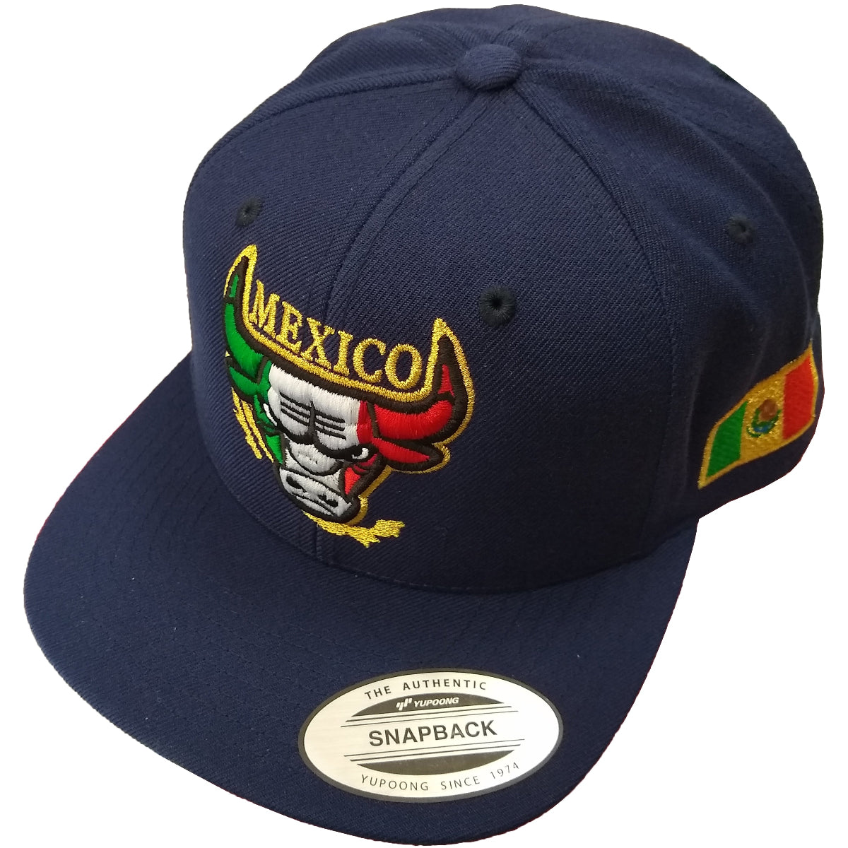 Casquette de baseball marine brodée avec logo taureau mexicain
