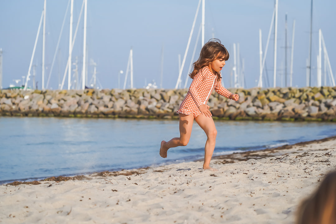 Sweetheart 1 Piece Swimsuit | UPF + Recycled - Buckwheat Plaid - The7Letter