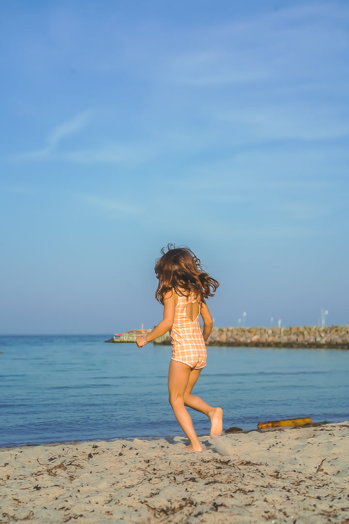 Sweetheart 1 Piece Swimsuit | UPF + Recycled - Buckwheat Plaid - The7Letter