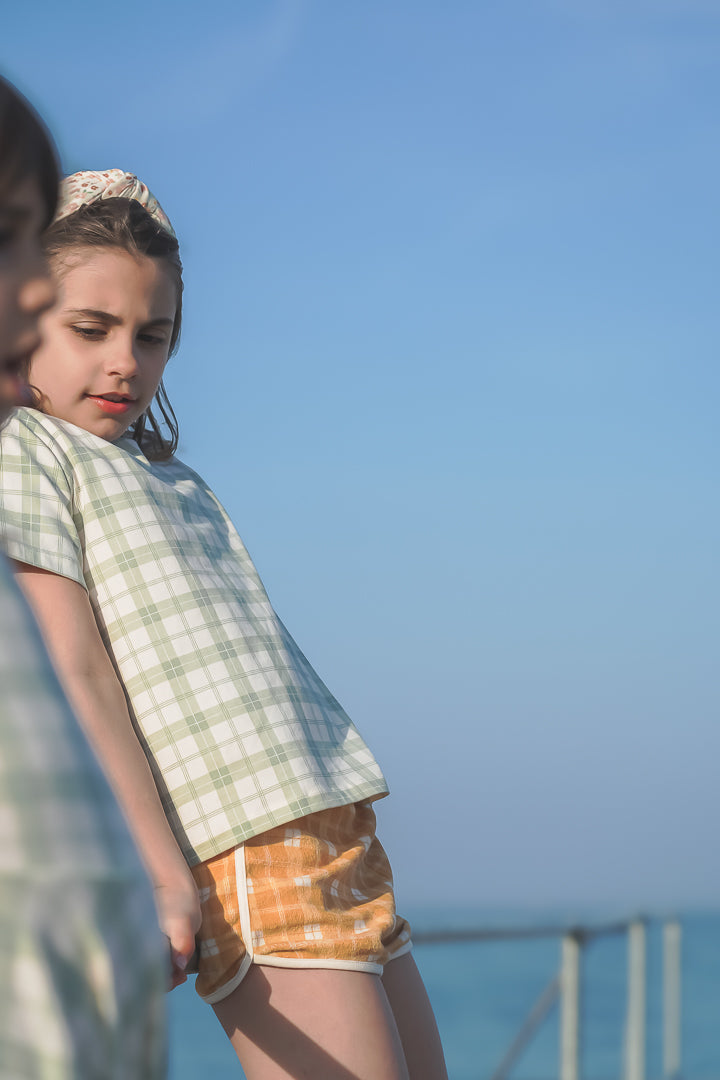 Oversized T-Shirt | Organic Cotton Jersey - Fern Plaid - The7Letter