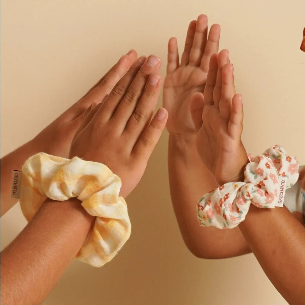 Hair Scrunchies  Set of 2 | Organic Cotton | Sunset Meadow - The7Letter
