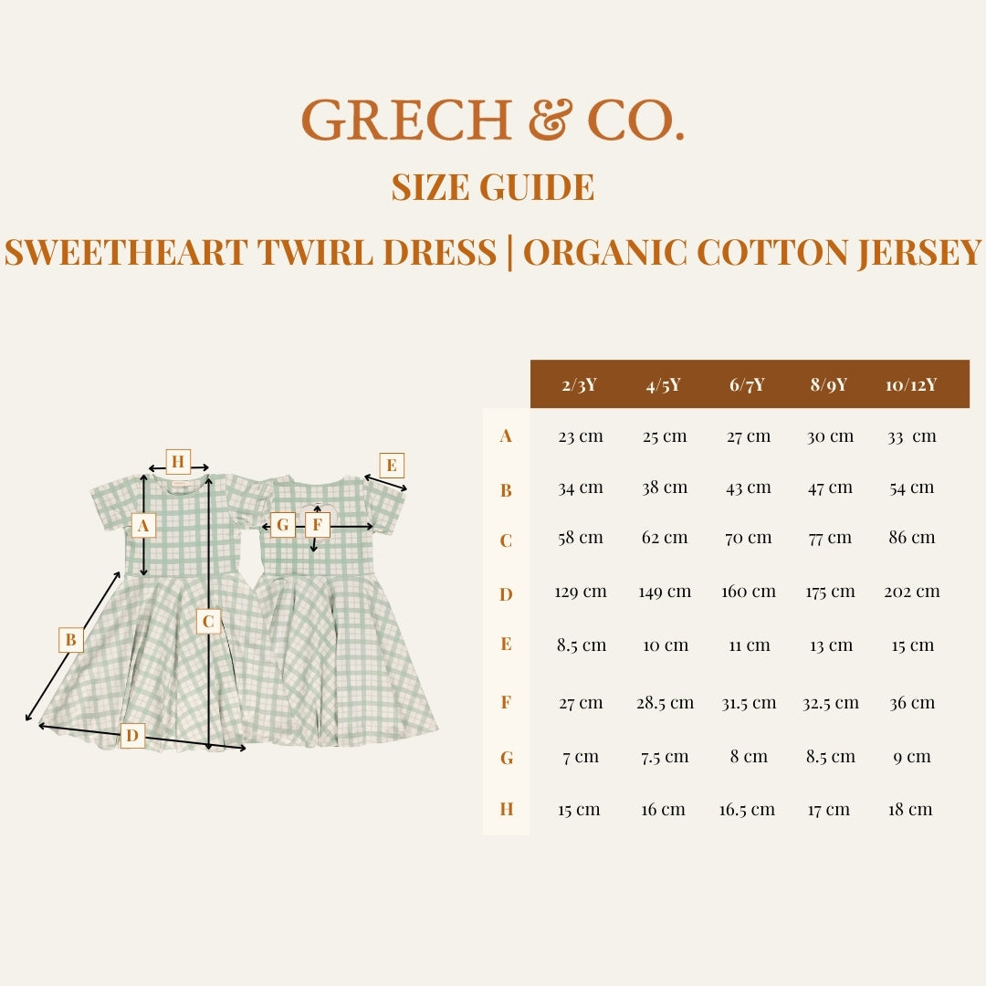 Sweetheart Twirl Dress | Organic Cotton Jersey - Fern Plaid - The7Letter