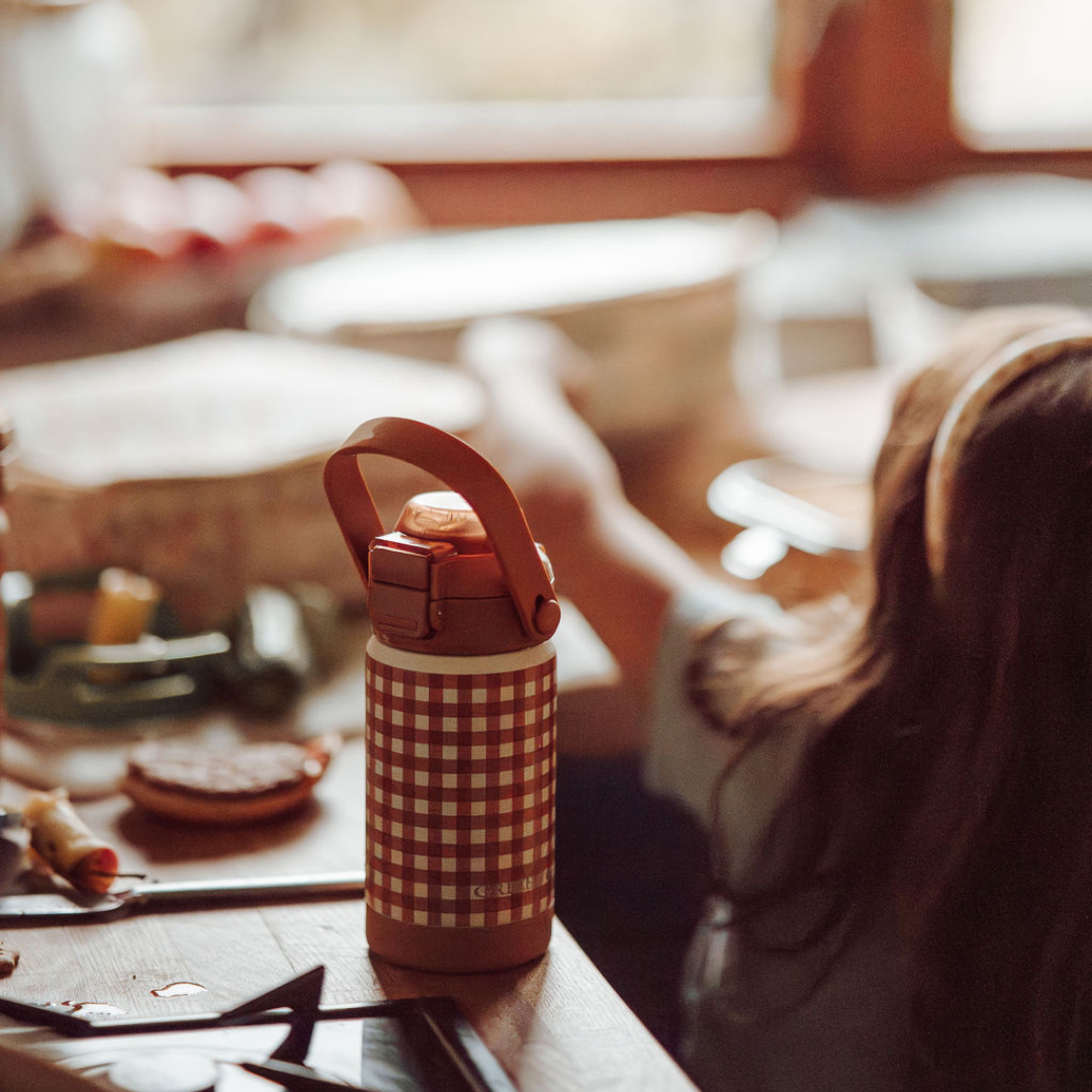 Sip + Chug 2 in 1 Thermo Water Bottle 12 oz. | Sienna Gingham - The7Letter