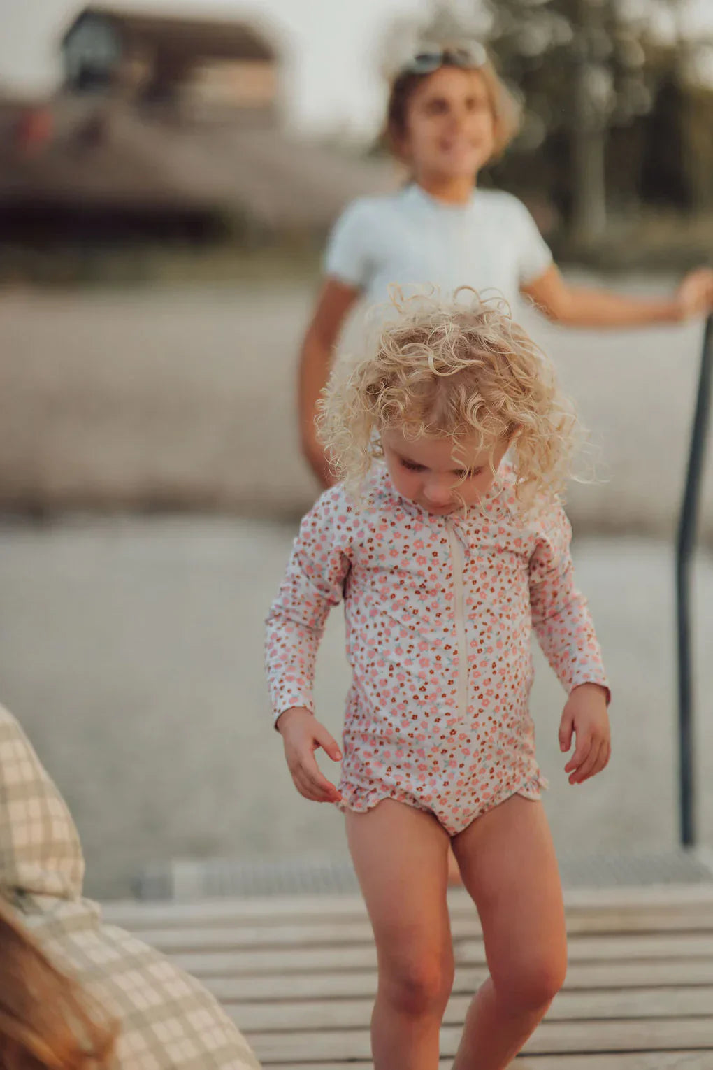 Long Sleeve Rashguard Ruffle Swimsuit | UPF + Recycled - Sunset Meadow - The7Letter